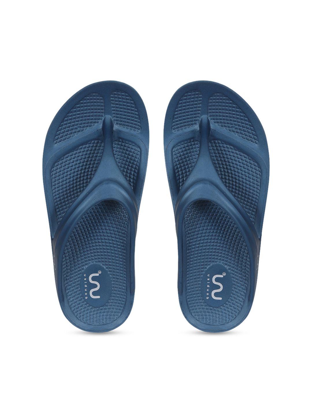 doubleu women blue rubber thong flip-flops