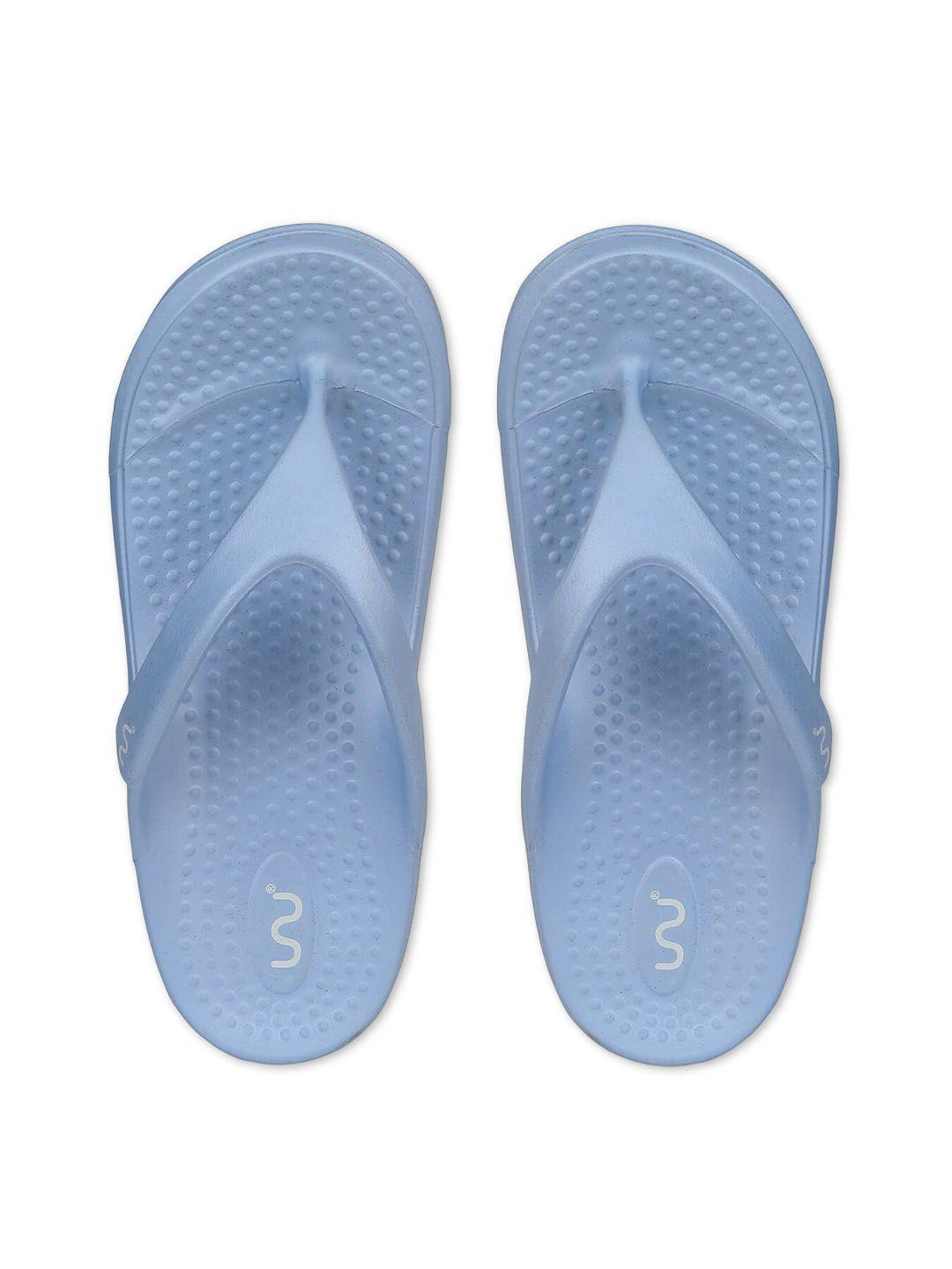 doubleu women blue rubber thong flip-flops