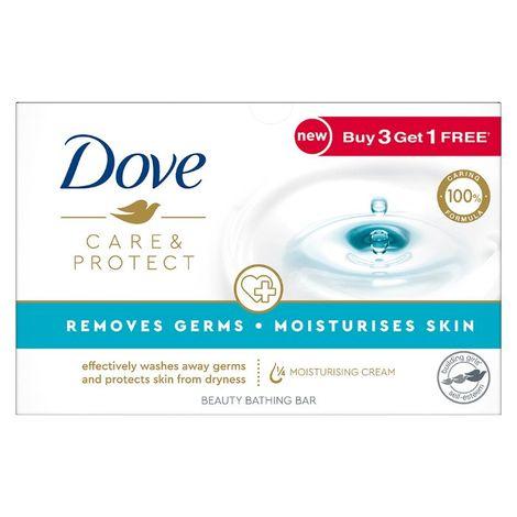 dove care & protect moisturising cream beauty bathing bar, 100 g (buy 3 & get 1 free)
