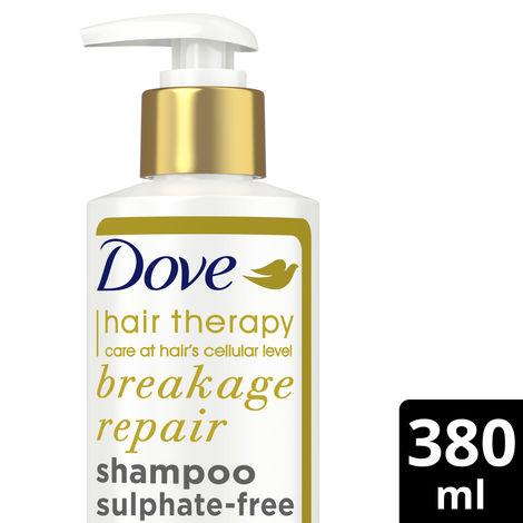dove hair therapy breakage repair sulphate-free shampoo, no parabens & no dyes, with nutri-lock serum to reduce hair fall for thicker looking hair, 380 ml