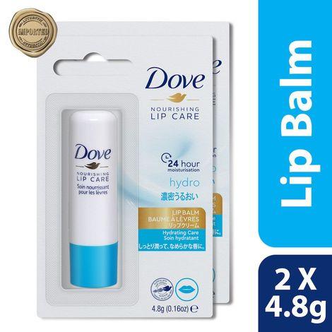 dove hydro nourishing lip care | lip balm | 24 hours hydration | imported | 2*4.8gm (po2)