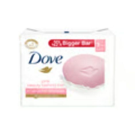 dove pink beauty bathing bar - soft, smooth, glowing skin, 3x125 g