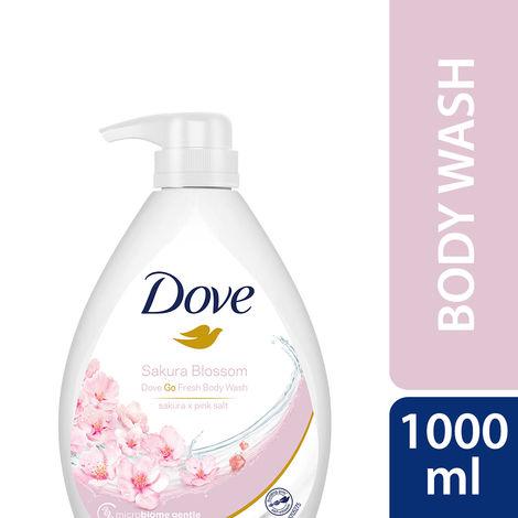 dove refreshing sakura blossom body wash with himalaya pink salt for replenished skin, 1l