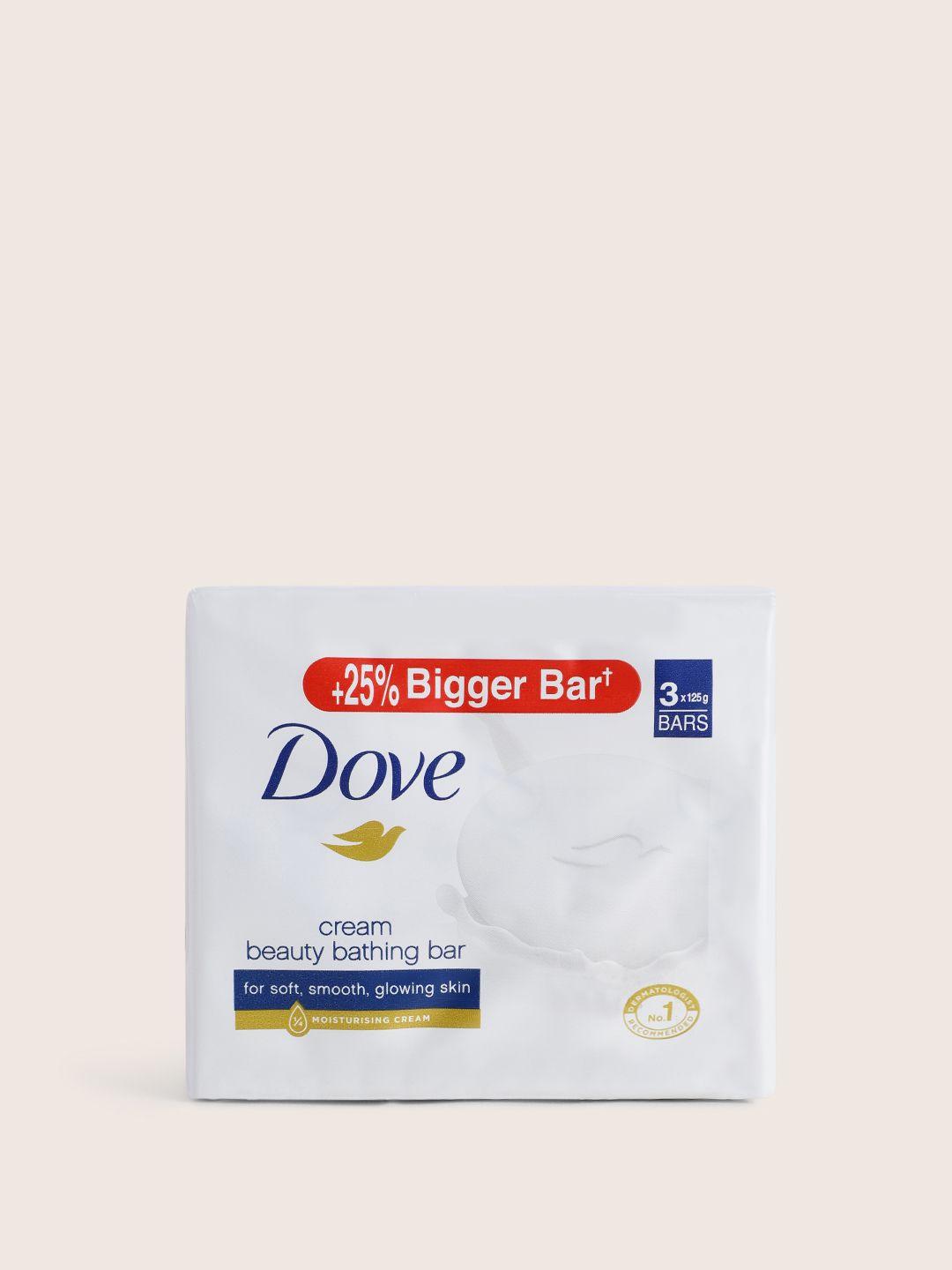 dove set of 3 cream beauty bathing bar for smooth & glowing skin - 125 g each