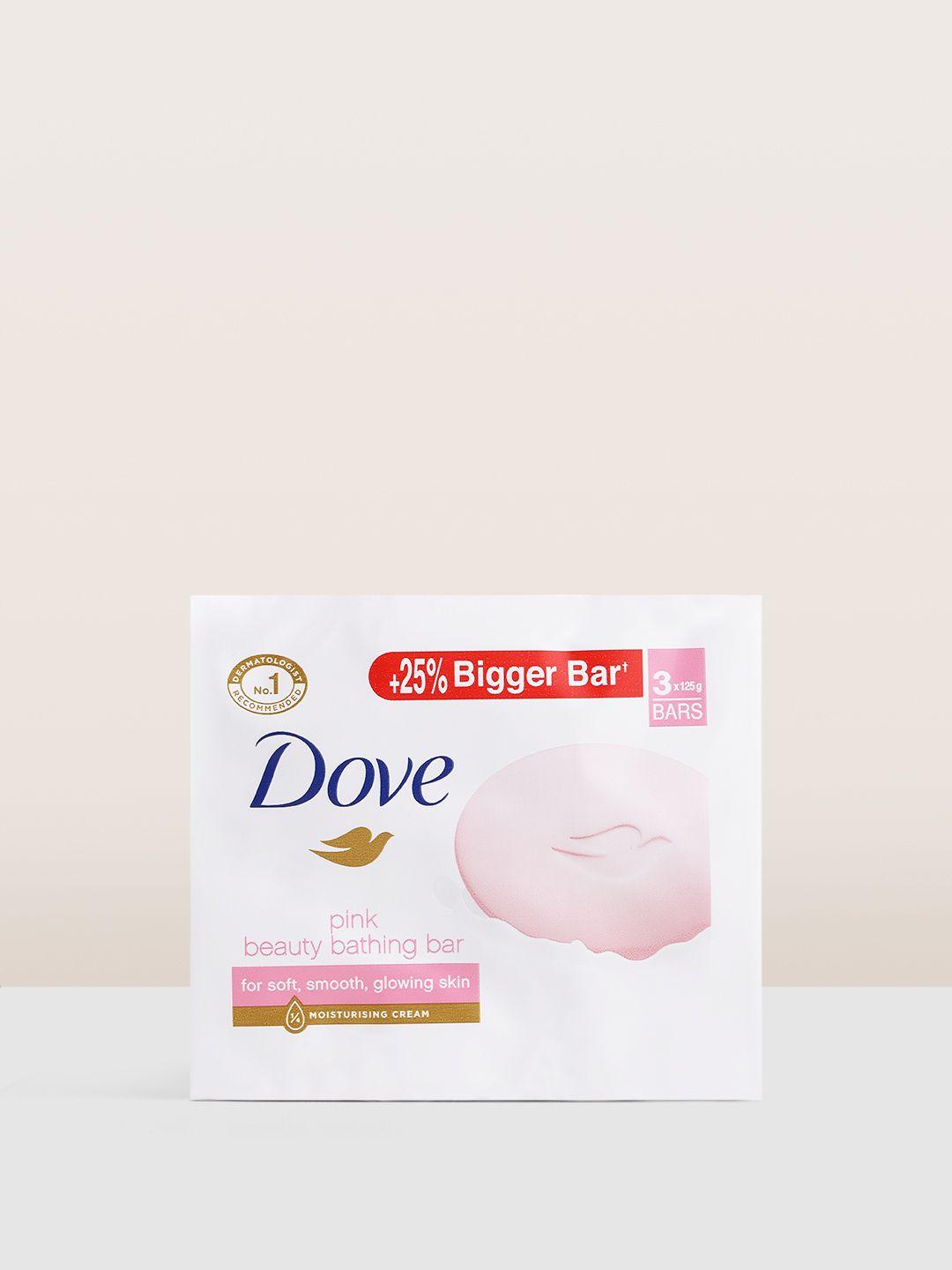 dove set of 3 pink beauty bathing soap for soft & smooth skin - 125 g each