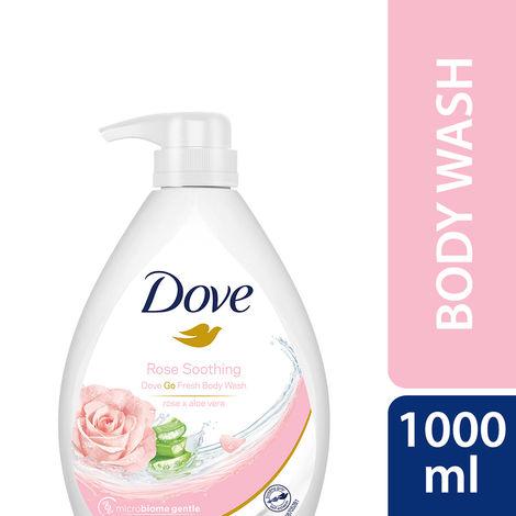 dove soothing rose & aloe vera body wash for replenished skin, refreshing scent 1l