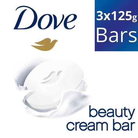 dove cream beauty bar - soft, smooth, moisturised skin, 3x125 g