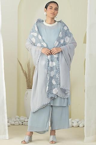 dove grey georgette viscose & polyester kurta set