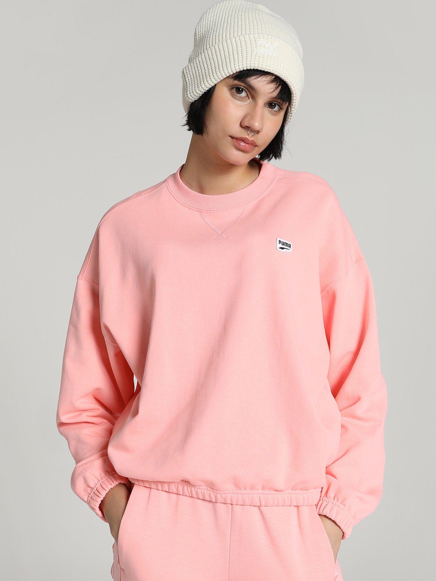 downtown oversized crew women pink sweatshirt