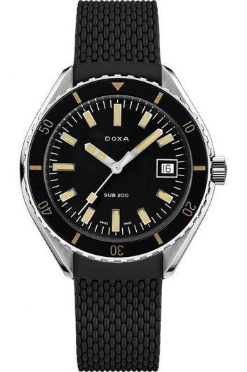 doxa sub 200 black dial automatic watch with rubber strap for men - 799.15.101.20