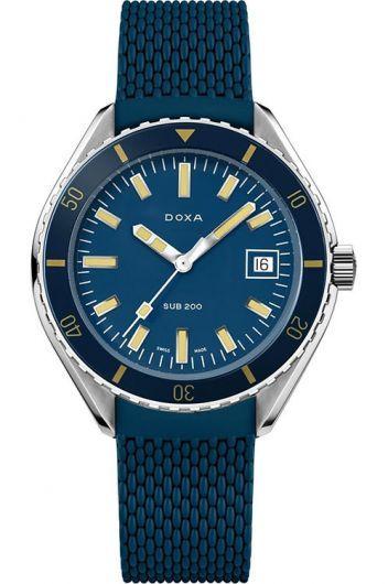 doxa sub 200 blue dial automatic watch with rubber strap for men - 799.10.201.32