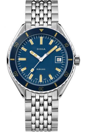 doxa sub 200 blue dial automatic watch with steel bracelet for men - 799.10.201.10