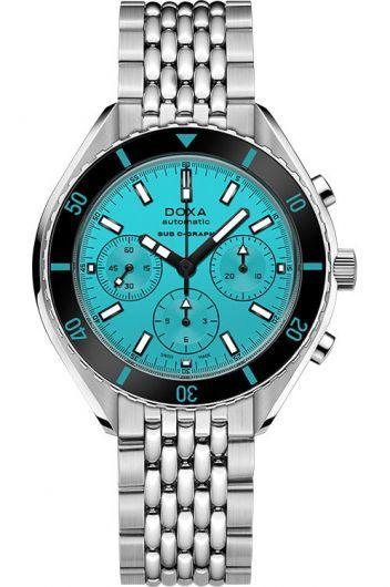 doxa sub 200 c-graph blue dial automatic watch with steel bracelet for men - 798.10.241.10