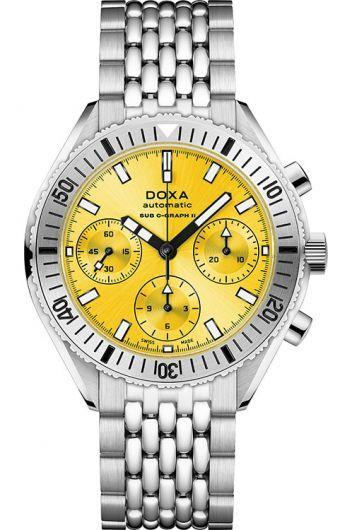 doxa sub 200 c-graph ii yellow dial automatic watch with steel bracelet for men - 797.10.361.10