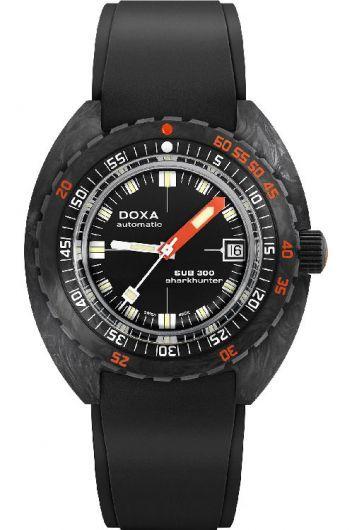 doxa sub 300 carbon black dial automatic watch with rubber strap for men - 822.70.101.20