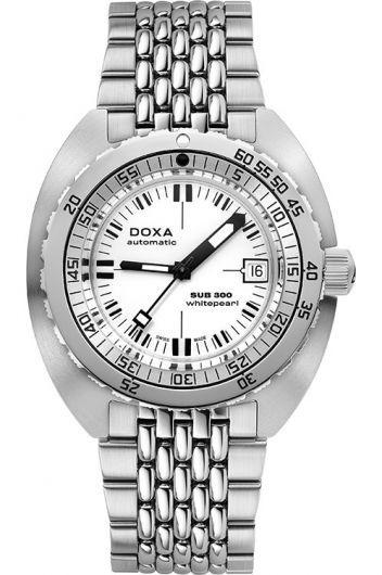 doxa sub 300 white dial automatic watch with steel bracelet for men - 821.10.011.10