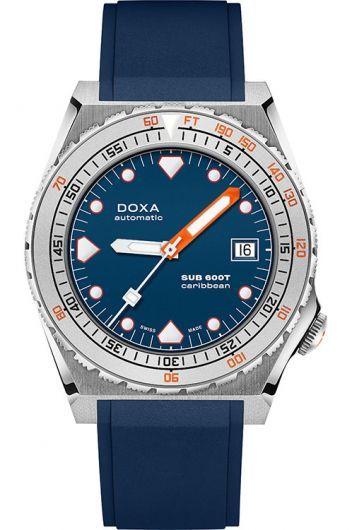 doxa sub 600t blue dial automatic watch with rubber strap for men - 862.10.201.32