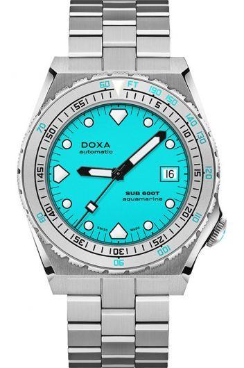 doxa sub 600t turquoise dial automatic watch with steel bracelet for men - 862.10.241.10