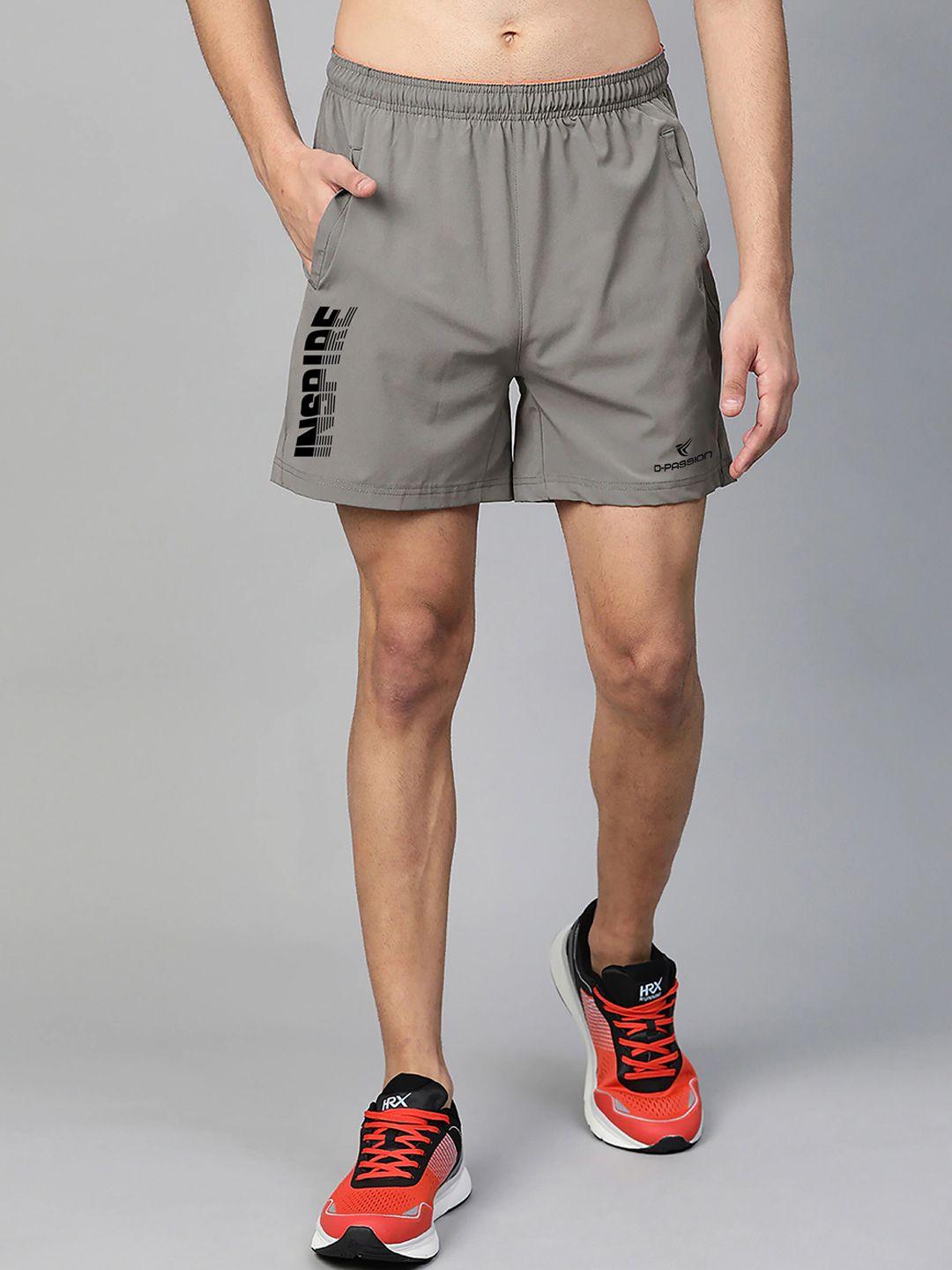 dpassion men grey solid running sports shorts