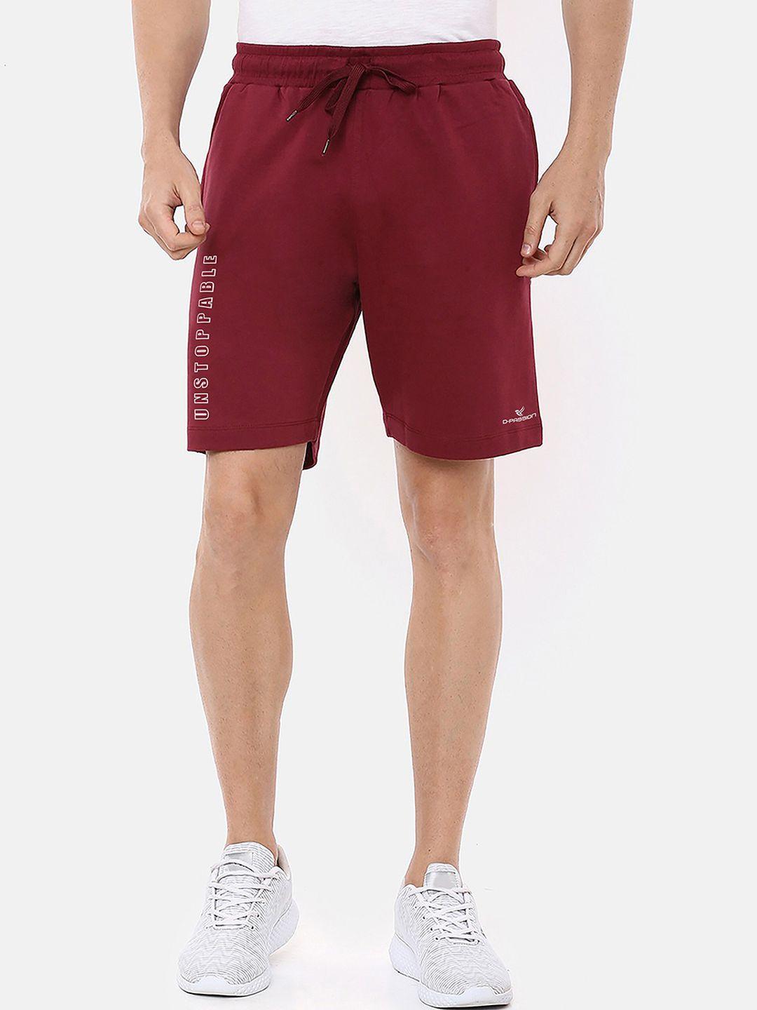 dpassion men maroon printed running sports shorts