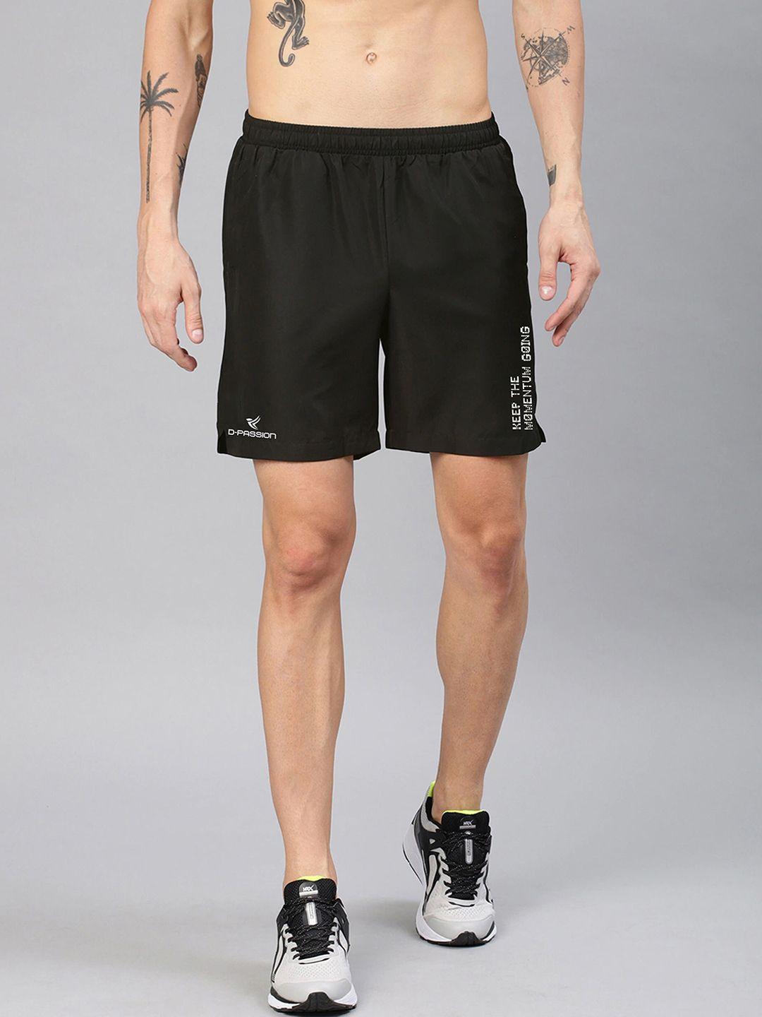 dpassion men black solid training or gym sports shorts