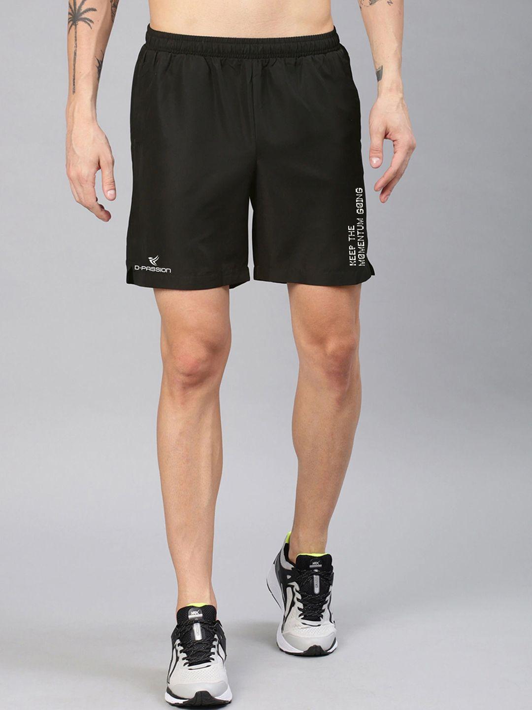 dpassion men black solid training or gym sports shorts