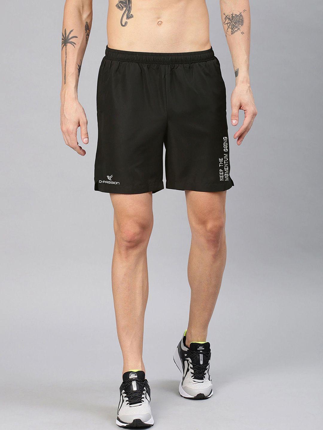 dpassion men black typography printed training or gym sports shorts