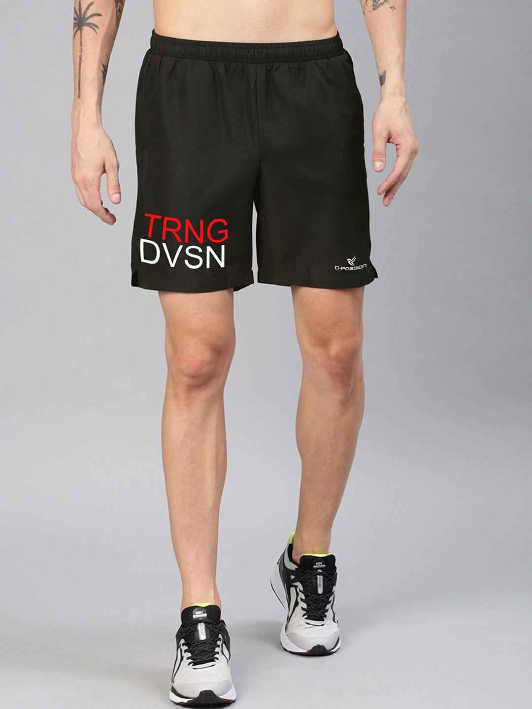 dpassion men black typography running sports shorts