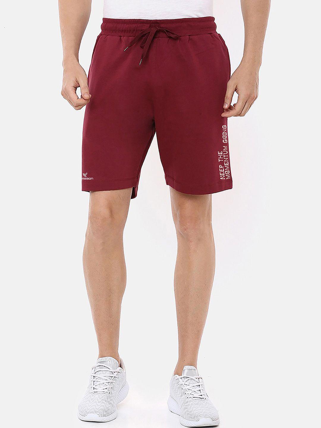 dpassion men maroon typography printed training or gym sports shorts