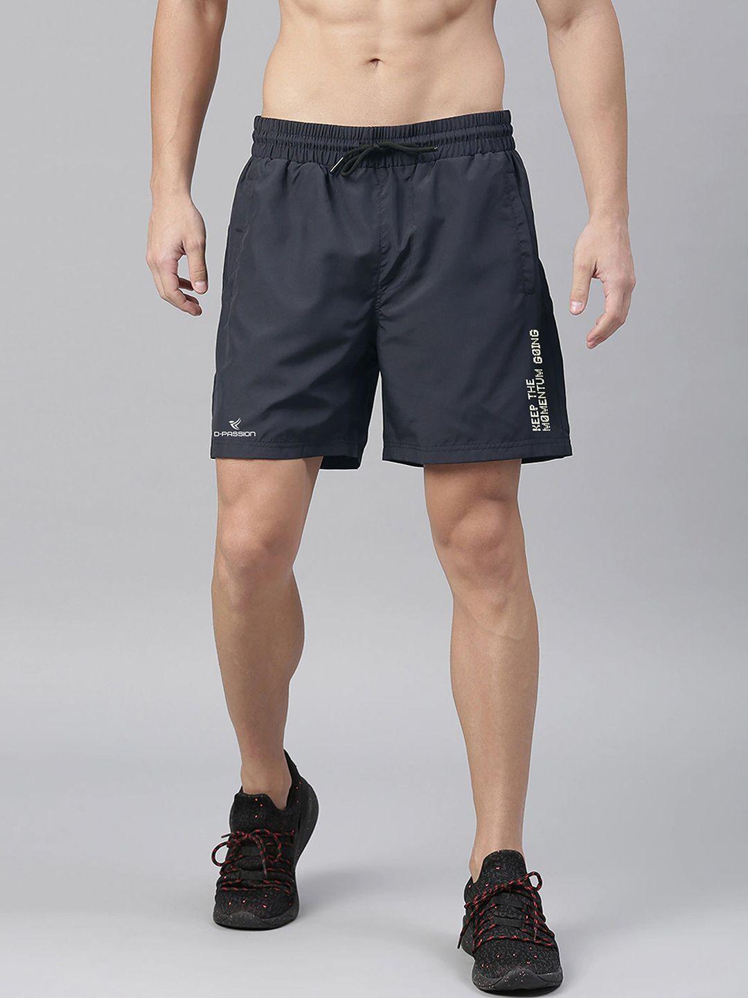 dpassion men navy blue solid training or gym sports shorts