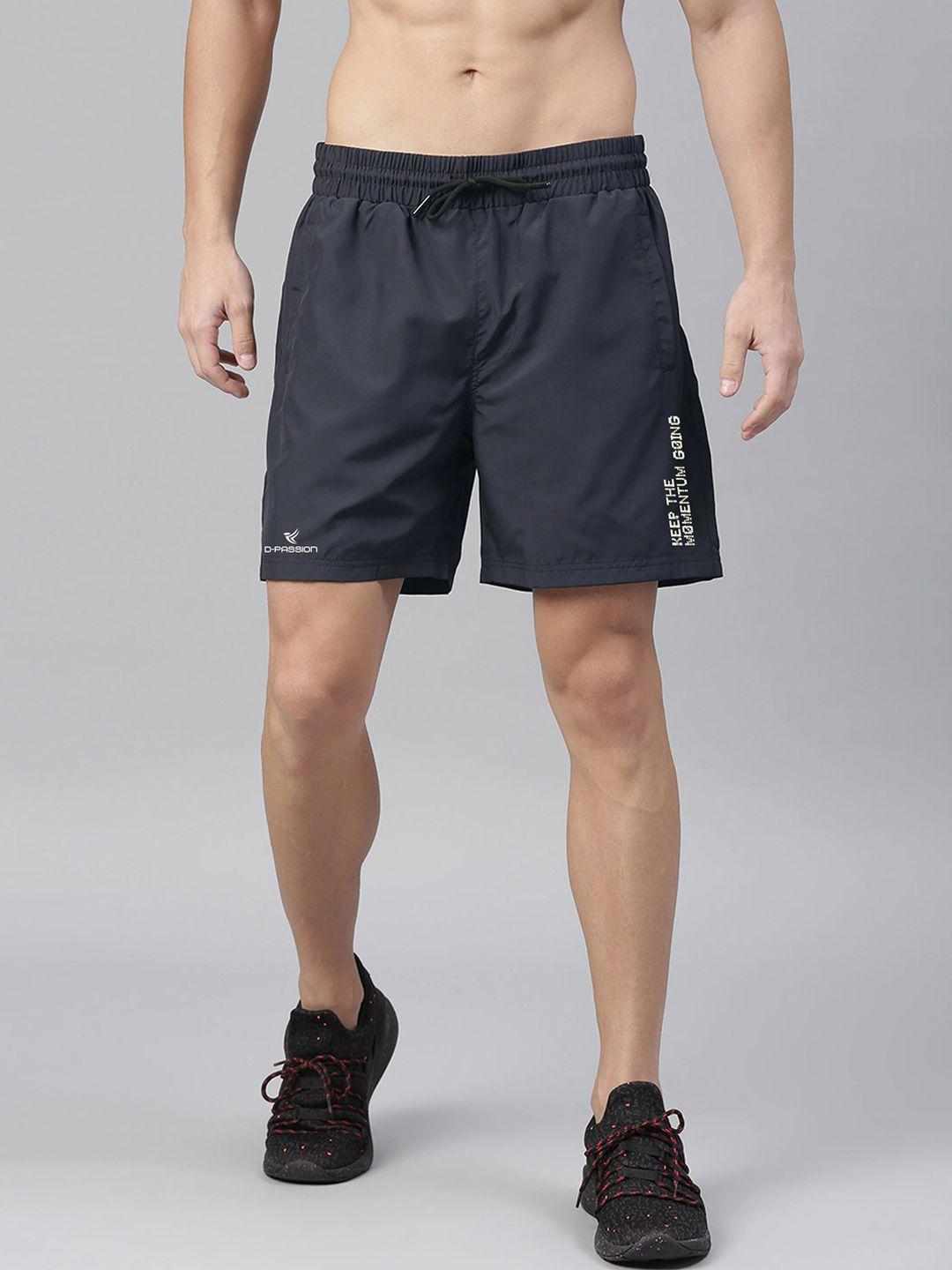 dpassion men navy blue solid training or gym sports shorts