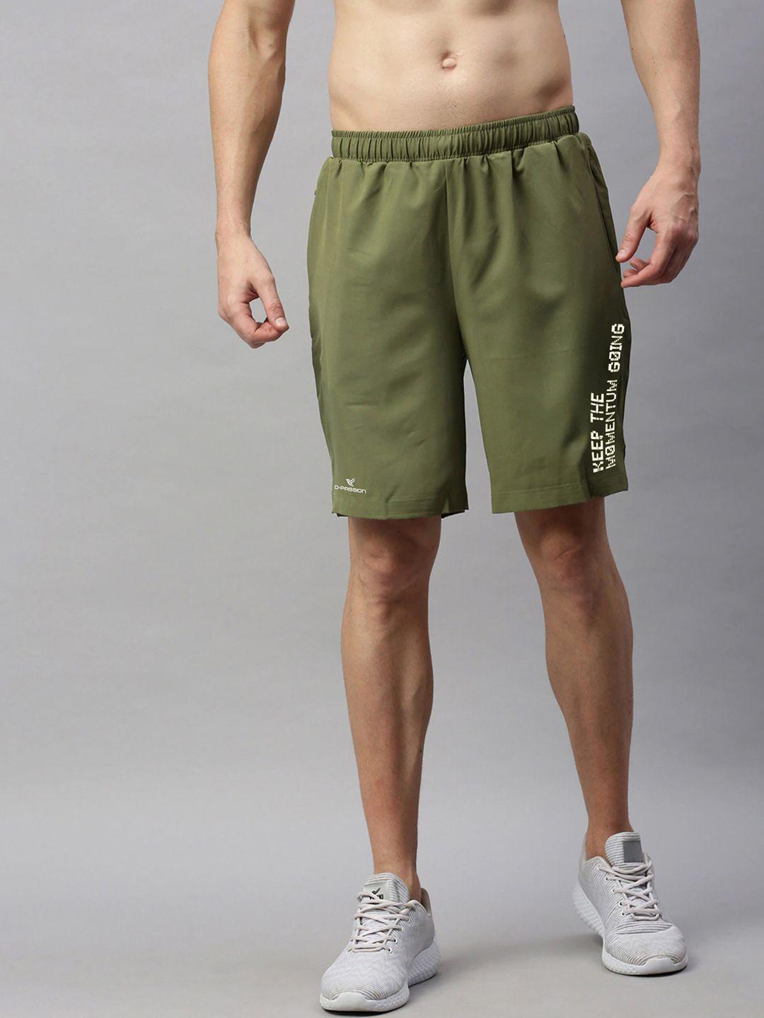 dpassion men olive green training or gym sports shorts