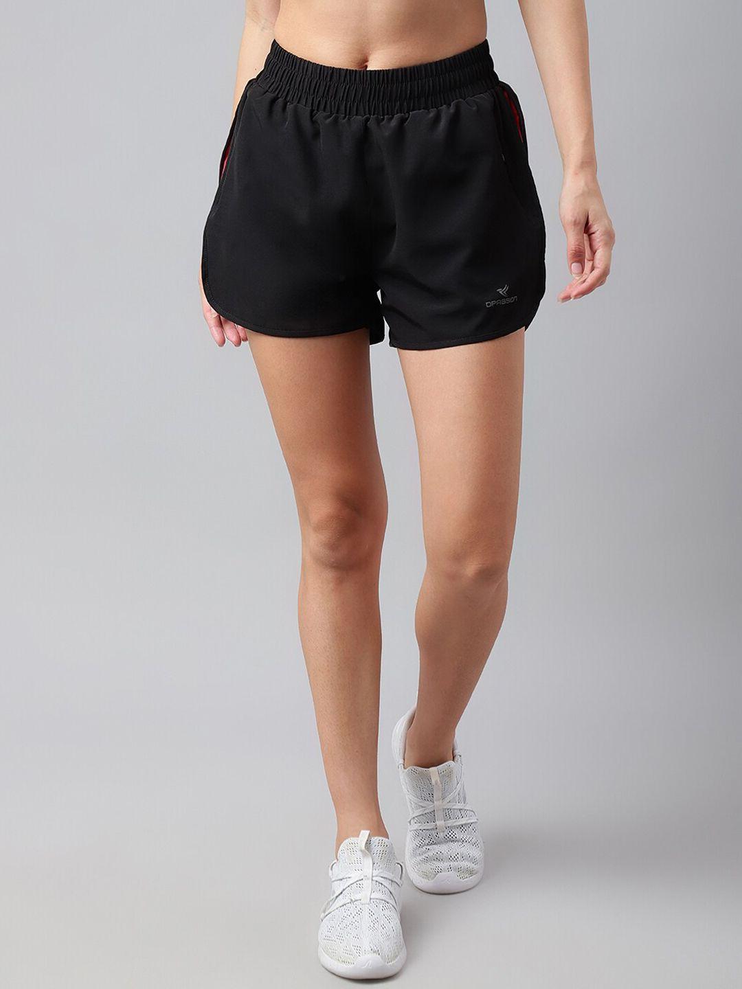 dpassion women black striped running with technology shorts