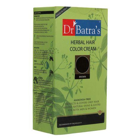 dr batra's herbal ammonia free hair color cream brown - 130 gm