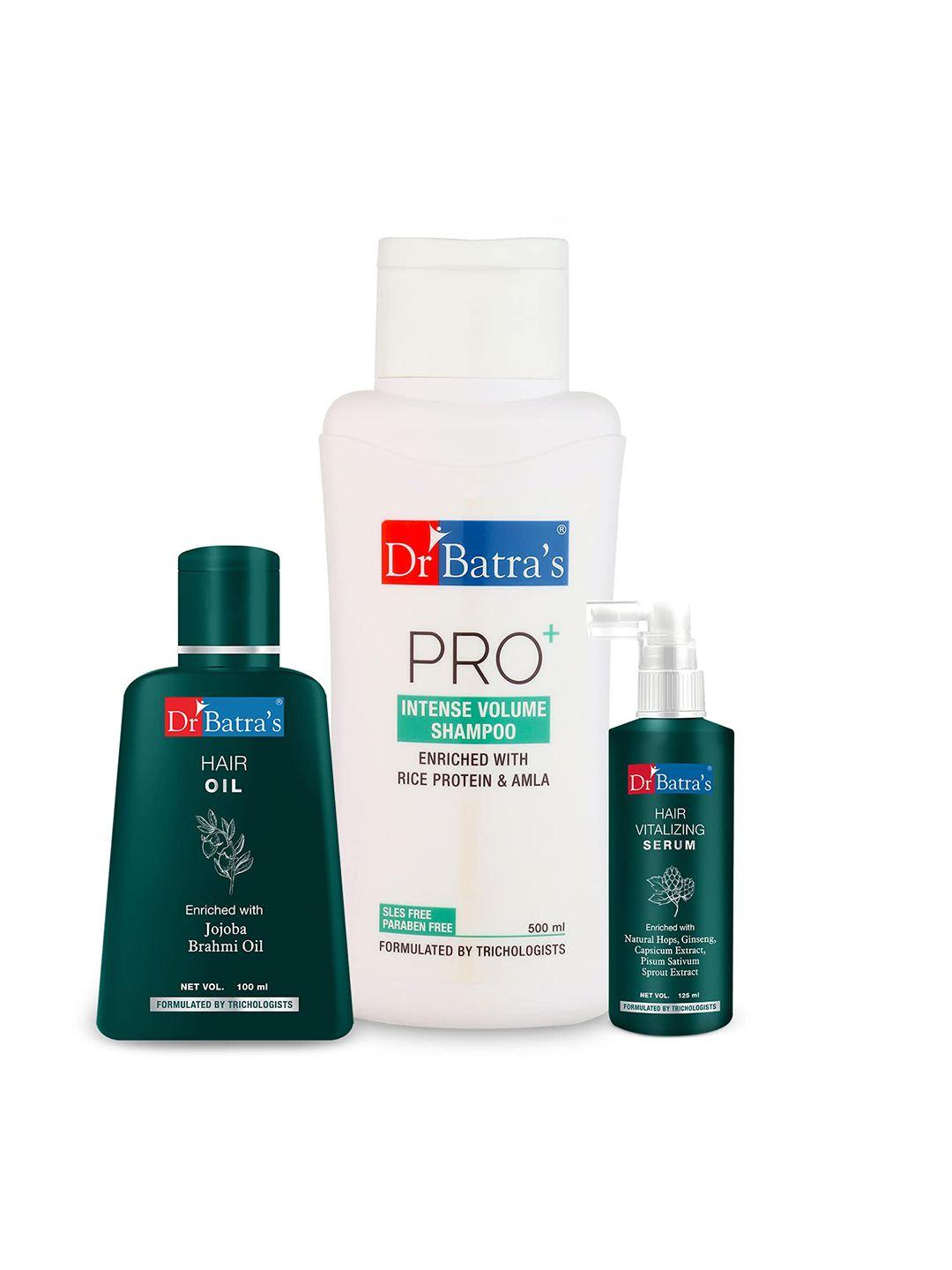 dr batras hair vitalizing serum 125ml + pro+ intense volume shampoo 500ml + hair oil 100ml