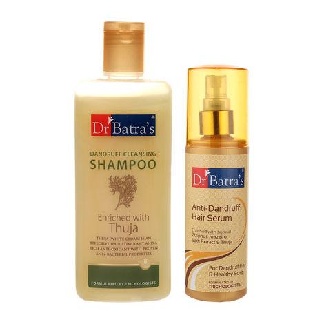 dr batra's dandruff cleansing shampoo 200 ml and anti dandruff hair serum 125 ml (pack of 2 men and women)