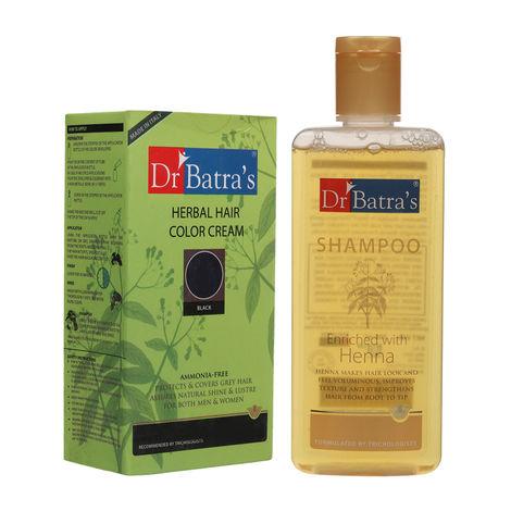 dr batra's herbal hair color cream 130 g and normal shampoo 200 ml (pack of 2 men and women)