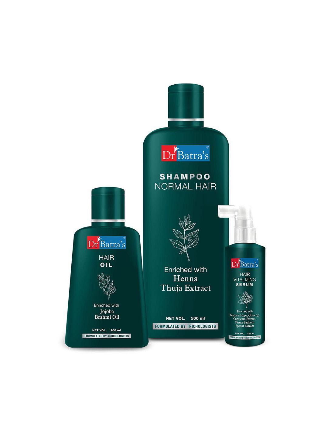 dr. batras hair vitalizing serum 125ml + normal hair shampoo 500ml + hair oil 100ml