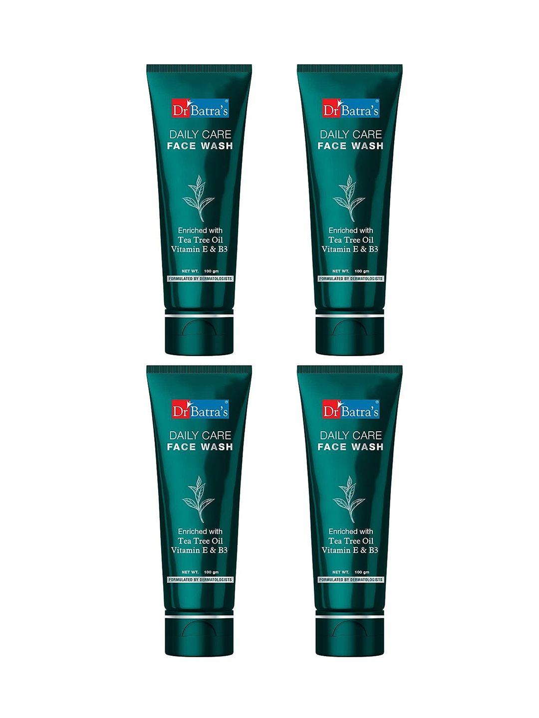 dr. batras set of 4 daily care face wash with tea tree oil & vitamin b3 - 100g each