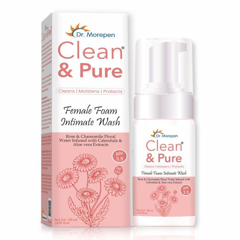 dr. morepen clean & pure intimate foam wash for women with rose & chamomile floral water