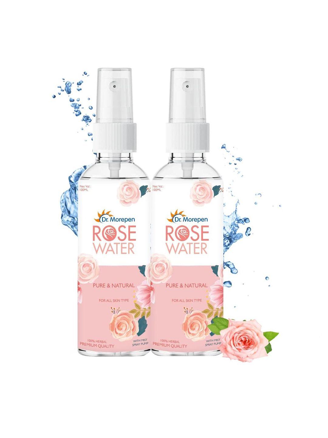 dr. morepen set of 2 pure & natural rose water face toner for all skin types - 100 ml each