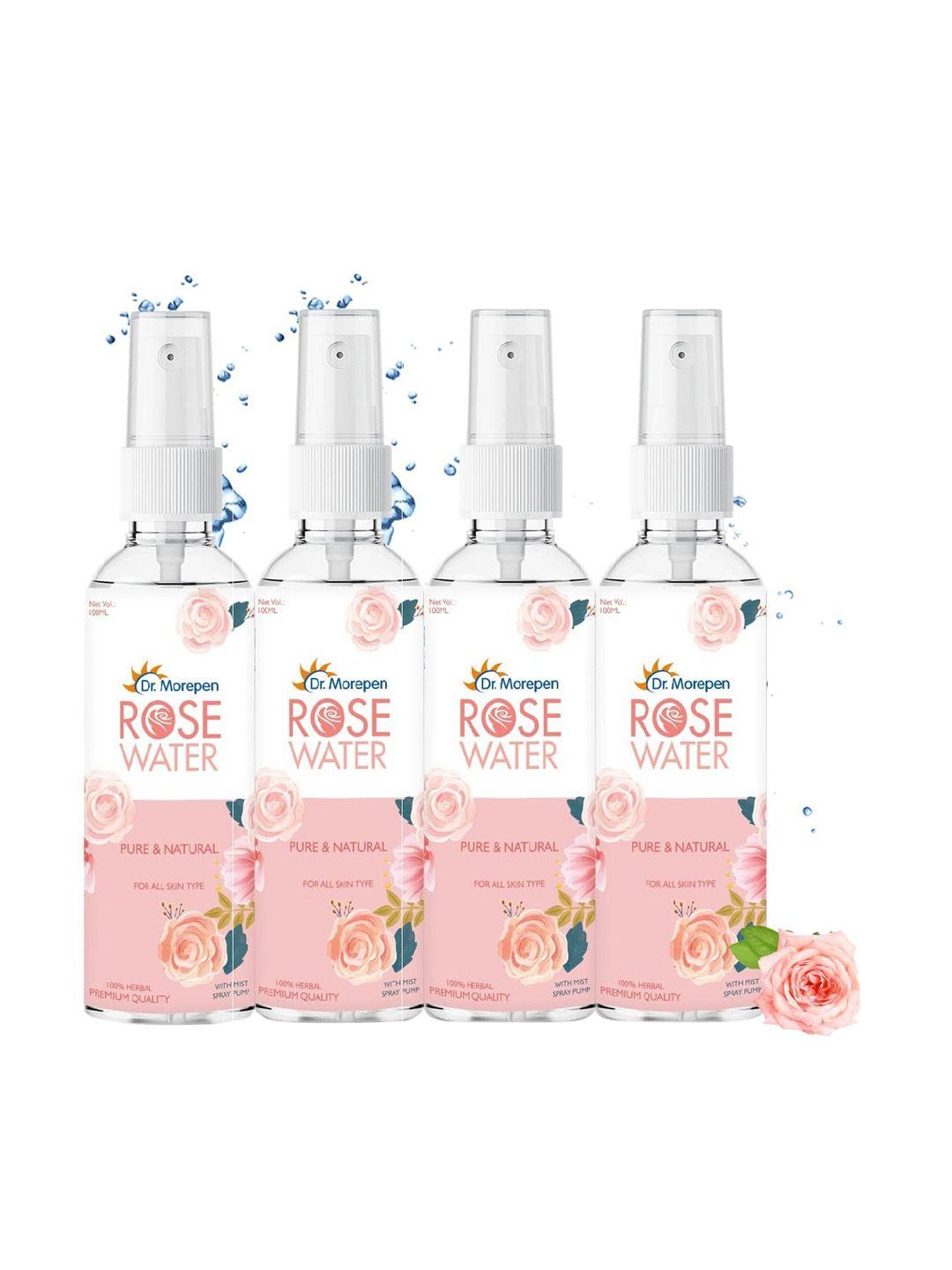 dr. morepen set of 4 pure & natural rose water spray for all skin types - 100 ml each