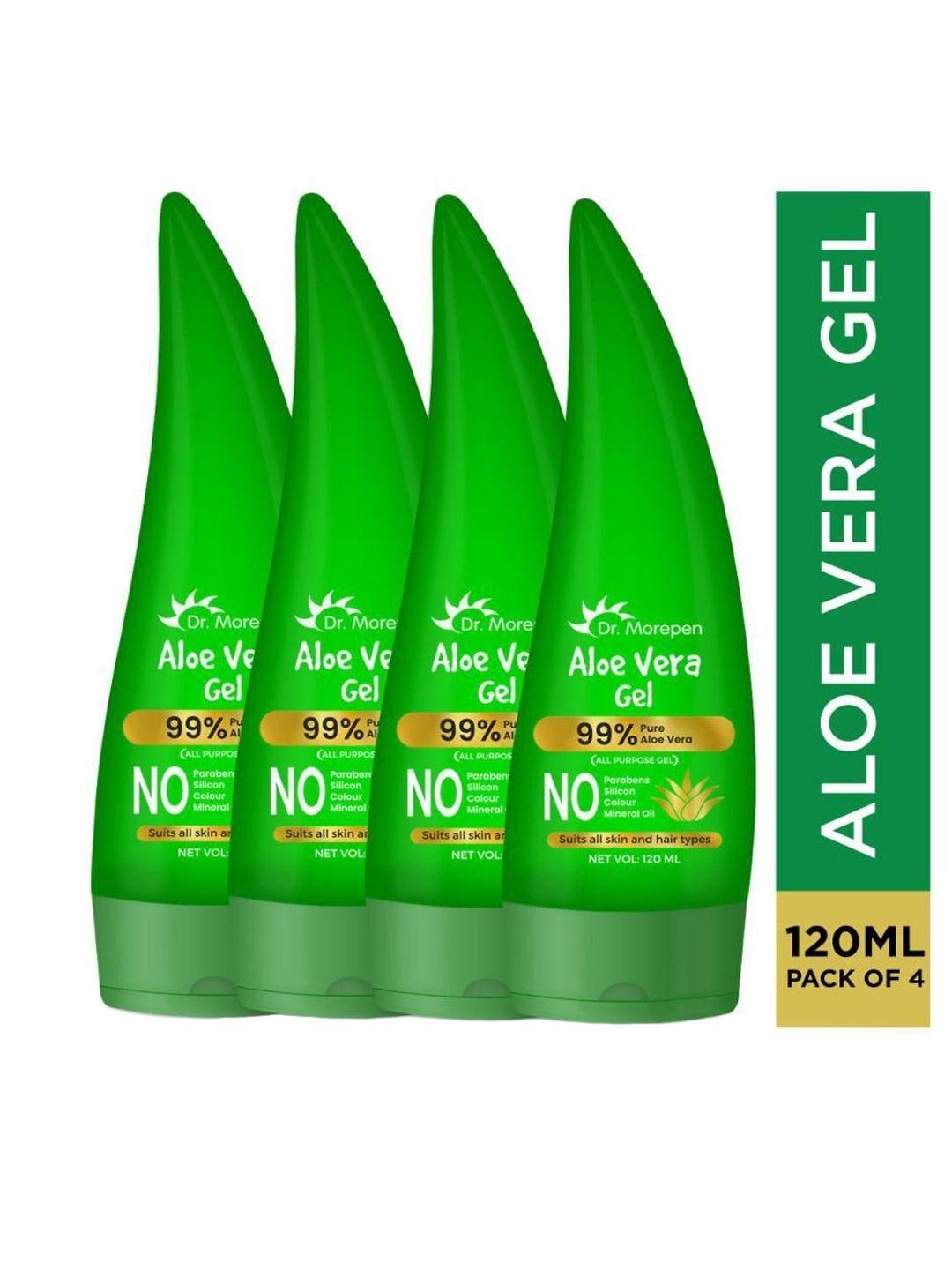 dr. morepen set of 4 pure aloe vera gel for hair & face - 120 ml each