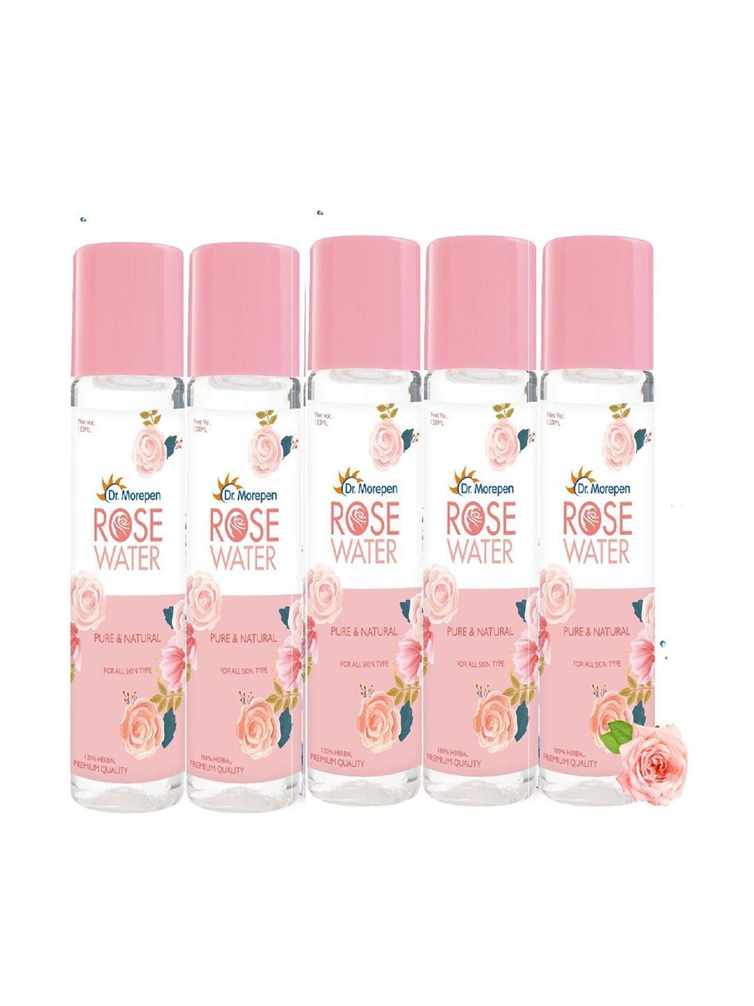 dr. morepen set of 5 pure & natural rose water face toner for all skin types - 120 ml each