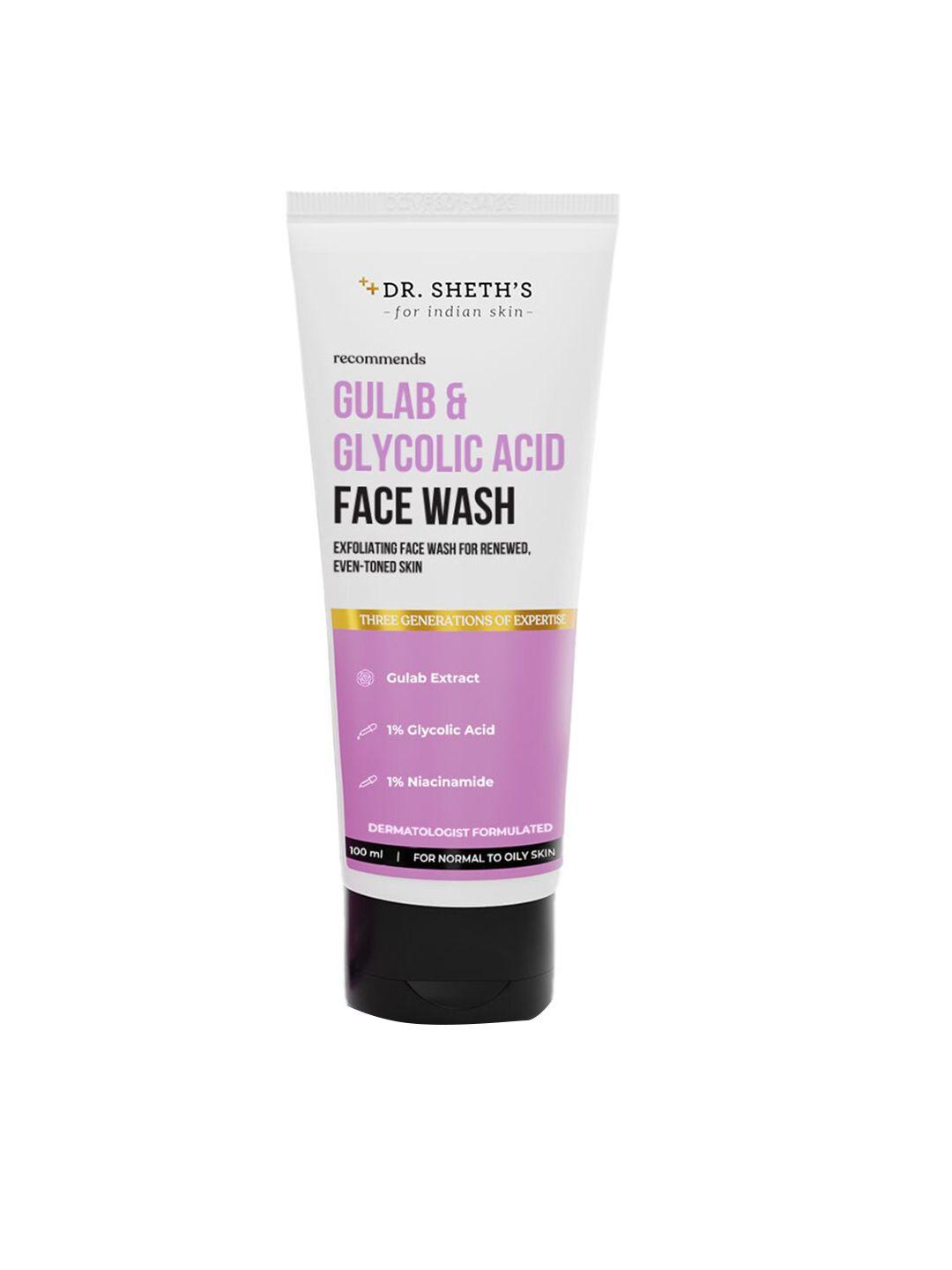 dr. sheths gulab & glycolic acid face wash with niacinamide - 100 ml