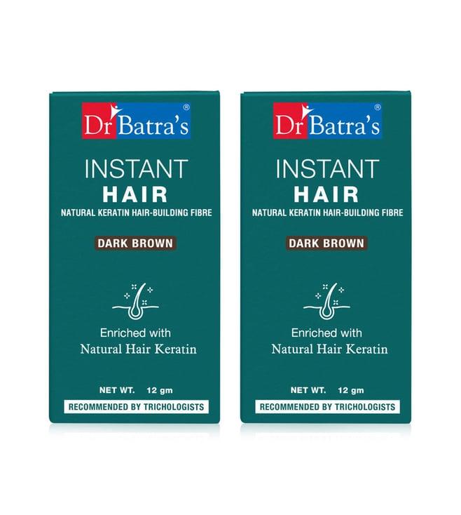 dr. batra's instant hair natural keratin hair building fibre dark brown - 12 gm each (pack of 2)