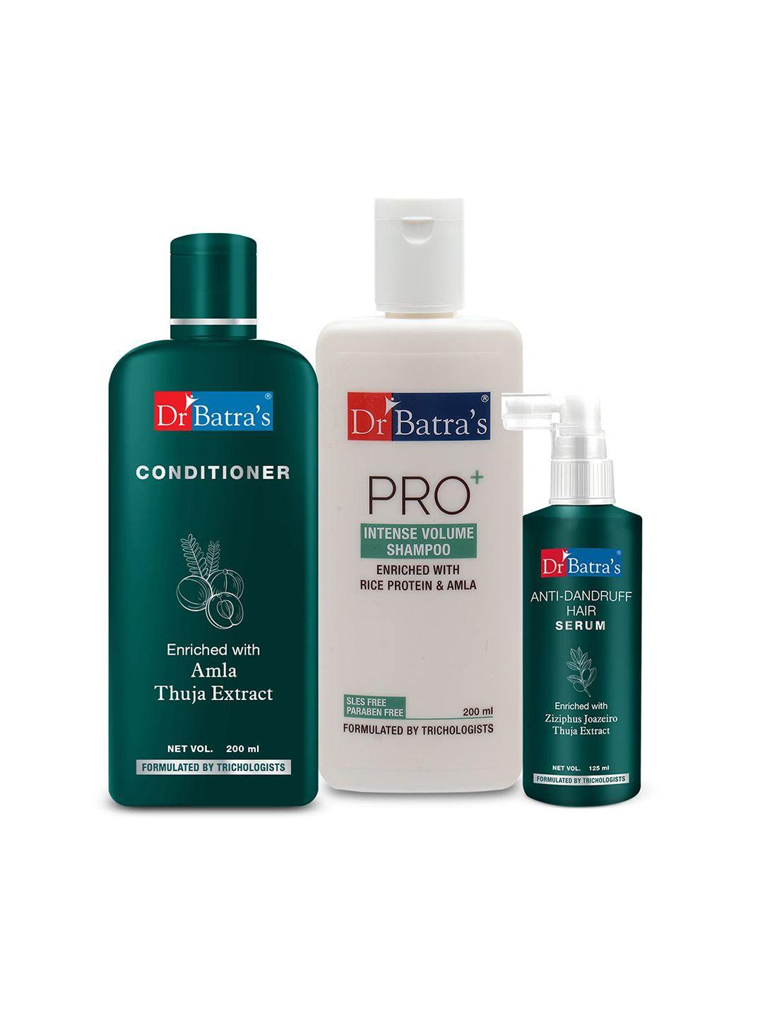 dr. batras anti dandruff hair serum+ conditioner 200ml+ pro+ intense volume shampoo 200ml