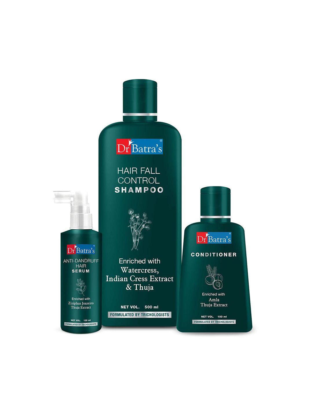 dr. batras anti dandruff hair serum + conditioner 100ml + hair fall control shampoo 500ml