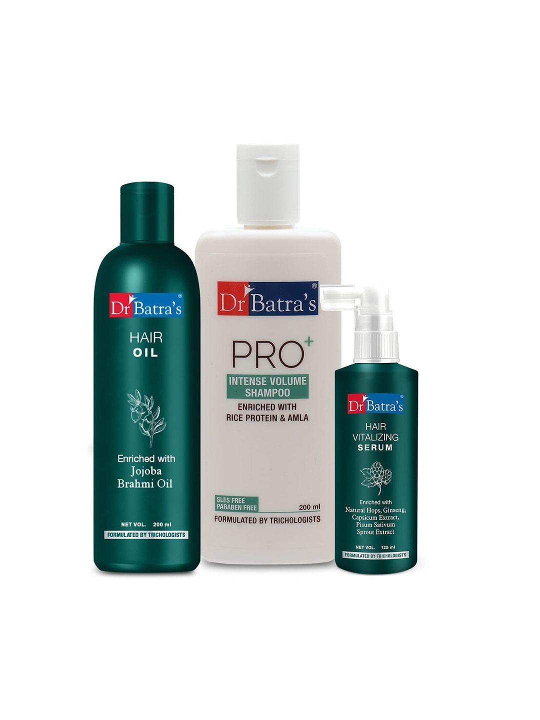 dr. batras hair vitalizing serum 125ml+ pro+ intense volume shampoo 200ml+ hair oil 200ml