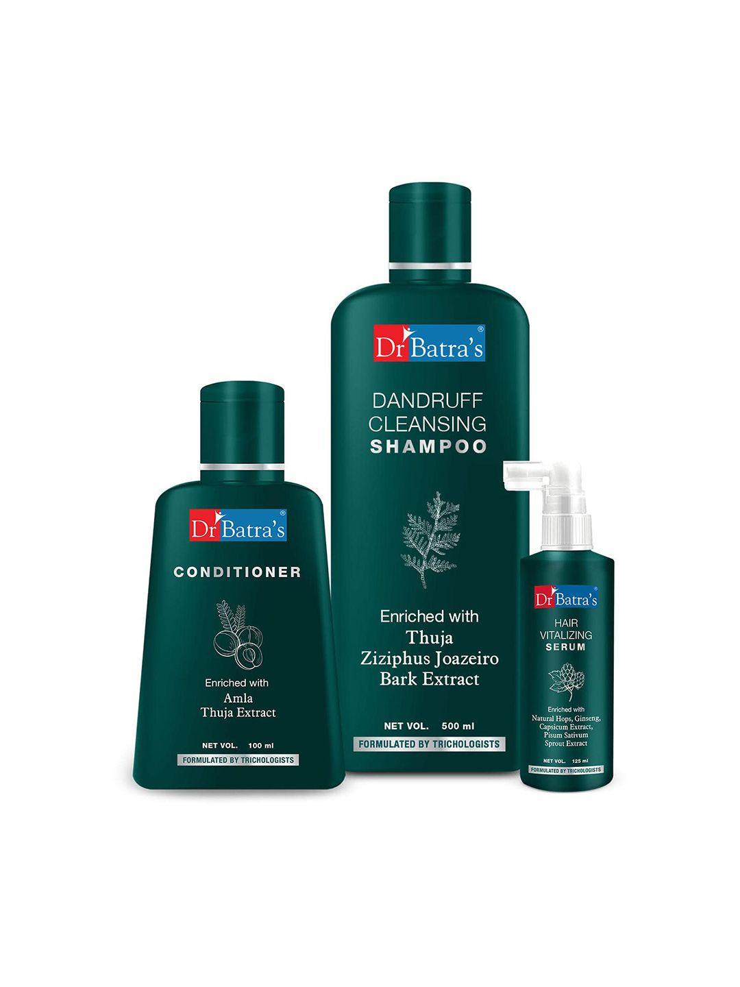 dr. batras hair vitalizing serum 125ml + conditioner 100ml + anti dandruff shampoo 500ml